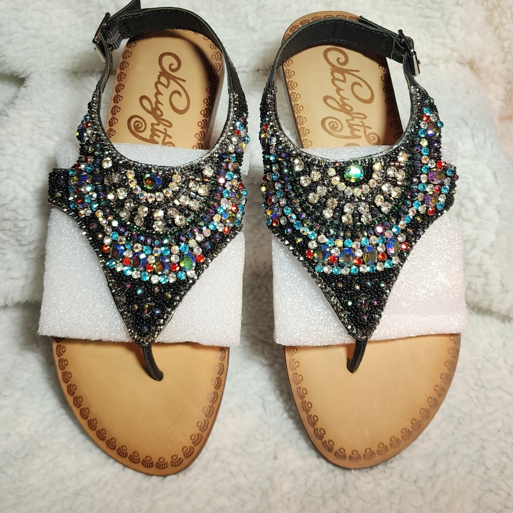 Naughty Monkey Rhinestone Buckle Sandals